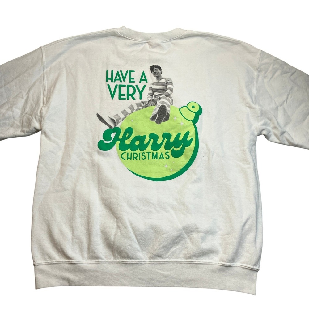 Harry Styles Sweatshirt Womens Large Spell Out Christmas AOP Streetwear Pullover